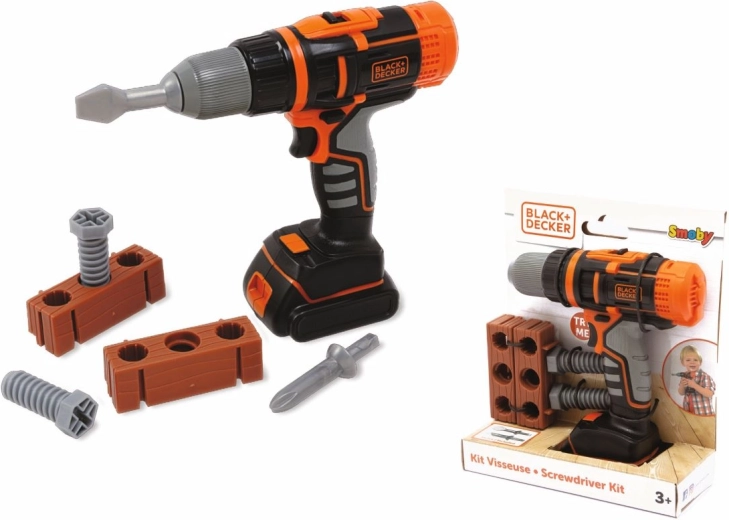 Smoby Black+Deckeri mehaaniline akupuur ja kruvikeeraja koos tarvikutega