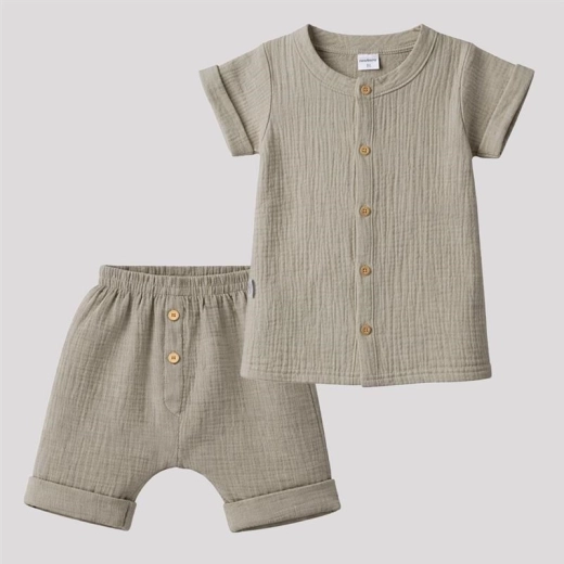 Baby muslin shirt with shorts New Baby, beige