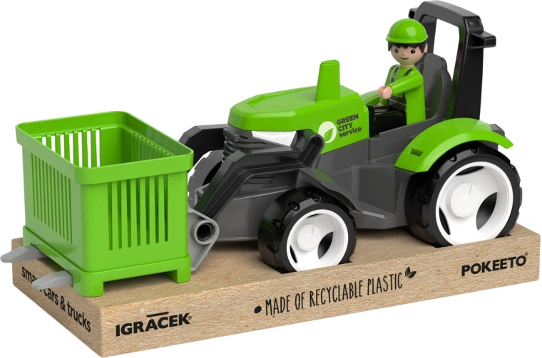 EFKO Igráček MultiGO roheline traktor kahvlite, figuuri ja alusega