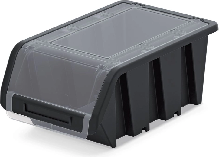 Plastic storage box with lid 49 × 29.8 × 21 cm, black