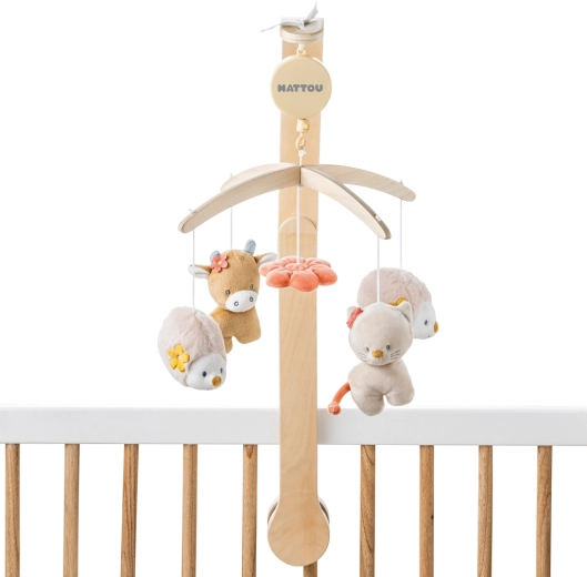 Nattou Mila, Zoe & Lana Wooden Musical Crib Mobile