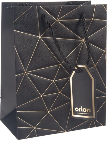 Gift paper bag with black grid pattern 18 × 10 × 23 cm
