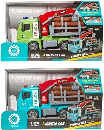 Log transport truck with crane and grab, with lights and sounds