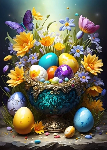 Puzzle Easter Eggs and Flowers 500 pieces BLUEBIRD