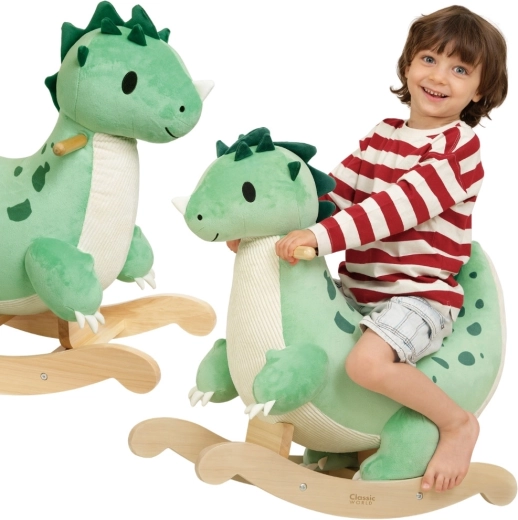 Classic World pehme plüüsi- ja puidust kiikuv dinosaurus