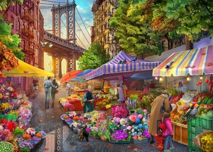 Puzzle Flower Market in Brooklyn 500 pieces BLUEBIRD