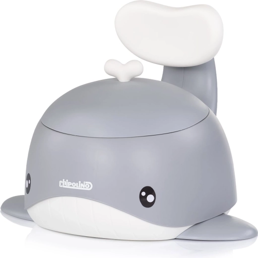 Chipolino children's potty with backrest, whale, grey