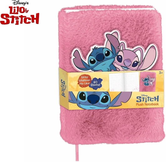 Plüüsist märkmik Lilo & Stitch – roosa, 80 lehte