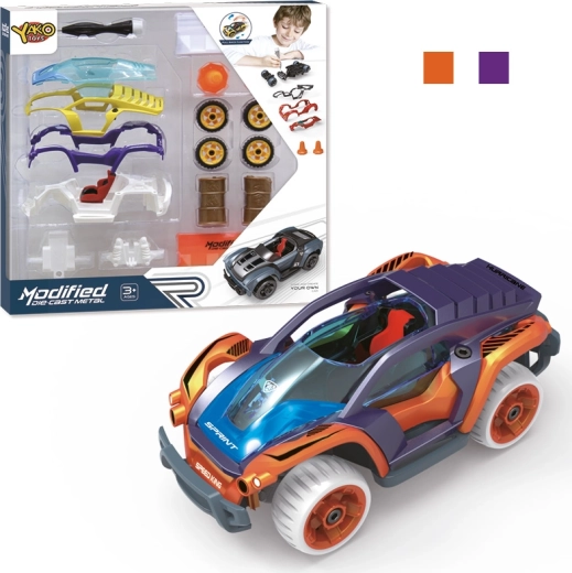 1:32 Scale Car Building Kit with Pull-Back Drive – Purple, 17 Pieces