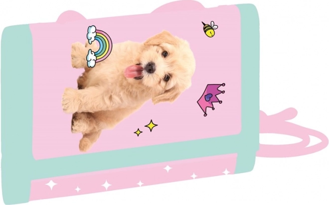 Kids' fabric wallet with a cute pet motif