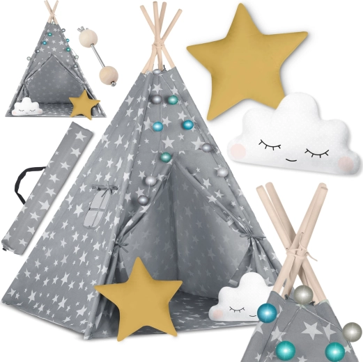 Laste teepee tuledega NUKIDO – hall tähekestega