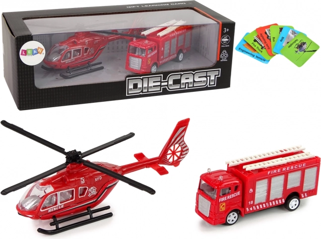 Fire Trucks with Red Helicopter