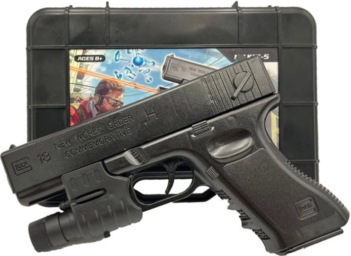 Gel blaster pistol for gel balls in a box