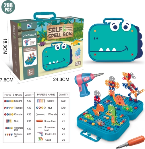 Screw-together puzzle construction set Dino – 298 pieces