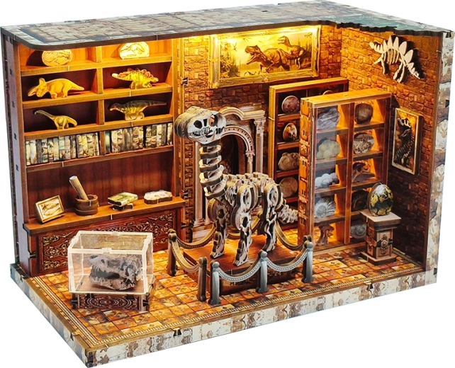 Miniature House Dinosaur Research Institute – DIY Kit with LED Lighting