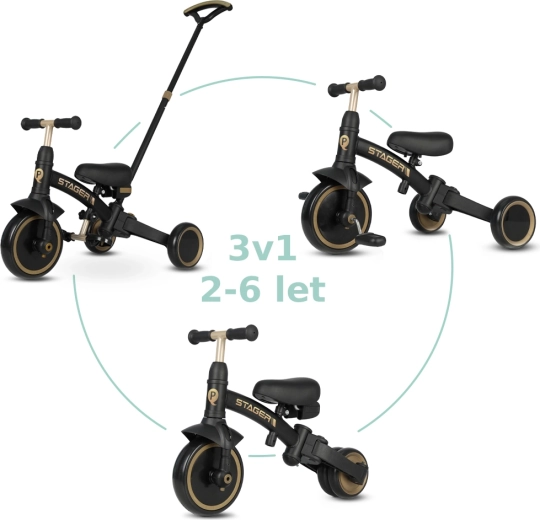 Qplay Stager 3v1 platinum laste kolmerattaline 2–6-aastastele