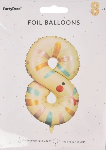 Foil balloon number 8 with kids snake design KIDS 88 cm