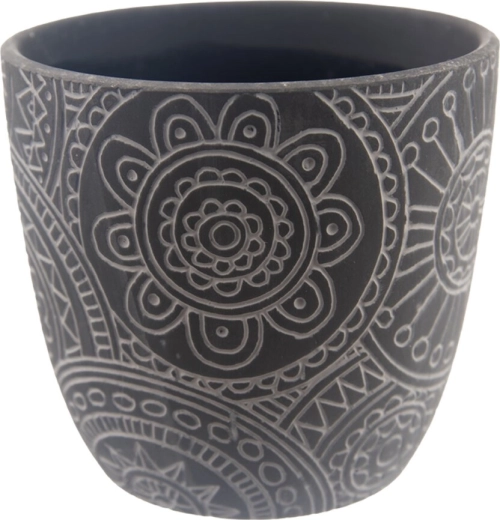 Keraamiline mandala must lillepott 13 × 13 × 12 cm