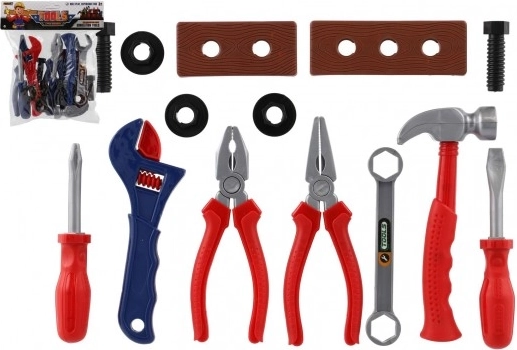 Laste plastiktööriistade komplekt kotis, 2 värvi (21 × 24 × 5 cm)