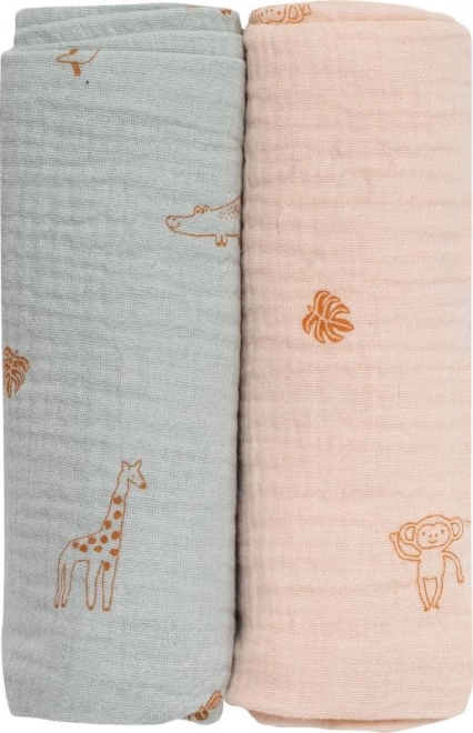 Bubaba Bio muslin diapers 2 pcs - green and beige