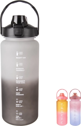 2L sports water bottle with time marker, assorted colors