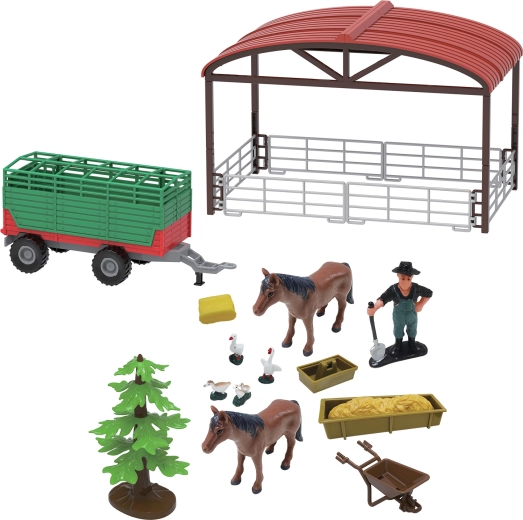 Farm playset with tractor and trailer with lights and sounds, 16 pcs