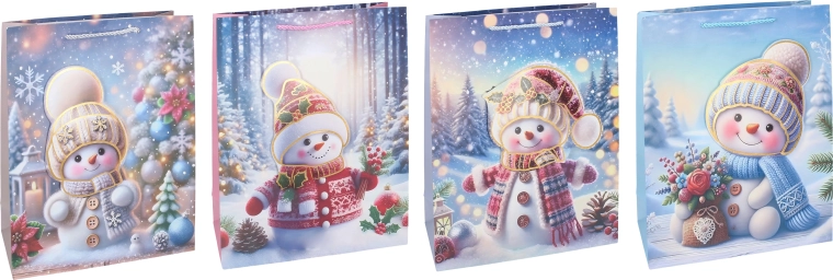Jõulune kinkekott lumememmega M 26 × 32 × 10 cm – 1 tk