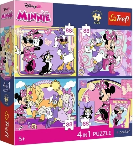 Trefl Disney Minnie Mouse pusle 4 ühes (4×88 tükki) Võluhetked + kollektsionääride poster