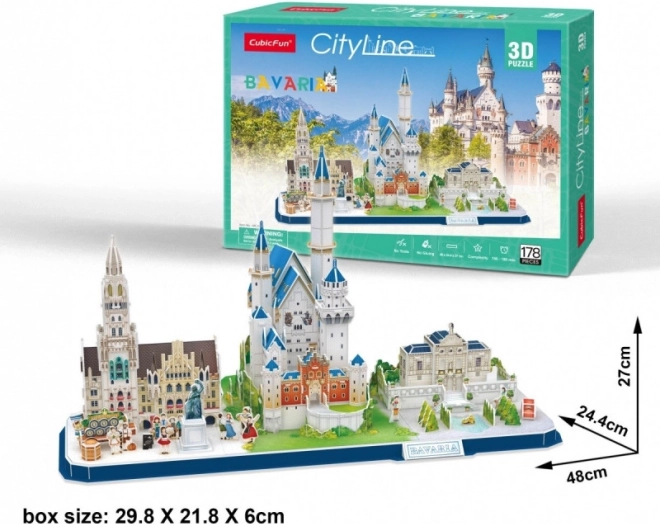 CUBICFUN 3D-pusle CityLine Baieri panoraam – 178 detaili