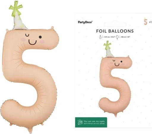 Fooliumõhupall number 5 virsikukarva näoga 86 cm
