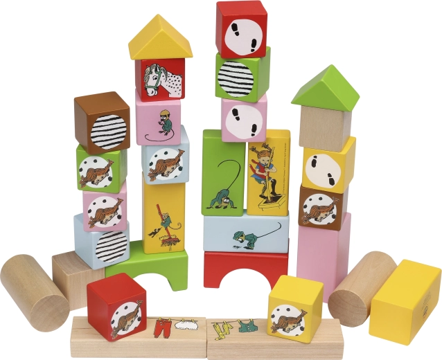 Pippi Longstocking Wooden Blocks – set of 30 pcs