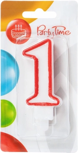 Sünnipäevaküünal number 1 punase äärisega