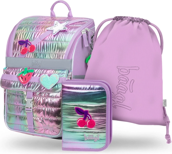 School Set BAAGL Zippy Lavender – satchel, pencil case and PE drawstring bag