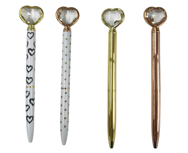 Metal pen with heart motif 15 cm