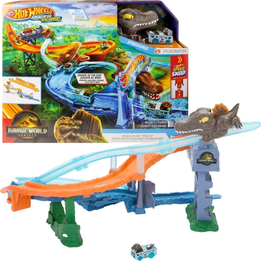 Hot Wheels RacerVerse Jurassic World Sea Dino Race Track with Car