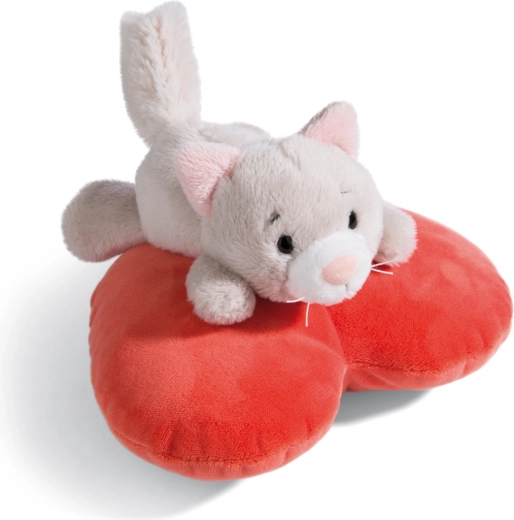 NICI Fluffy Plush Kitten with Heart 13 cm Green