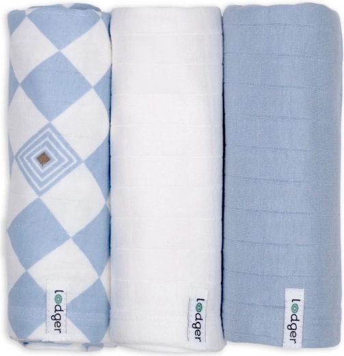 Lodger mähkimislinad orgaanilisest puuvillast Blue fogg, 70 × 70 cm (3 tk)