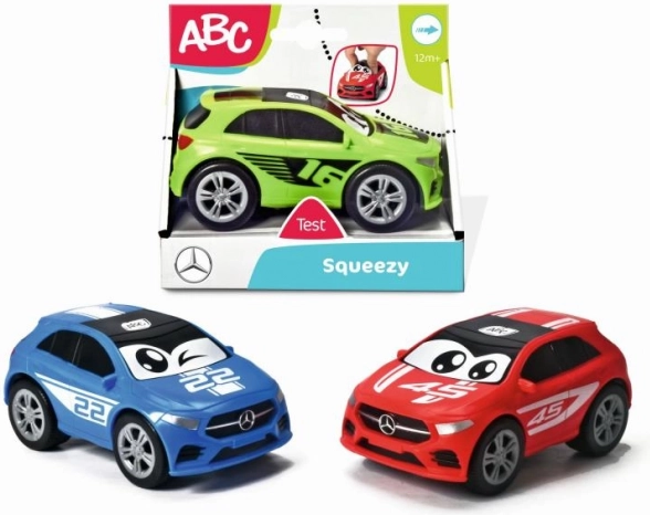 Pehme pigistatav mänguauto MERCEDES ABC, 11 cm – 3 värvi