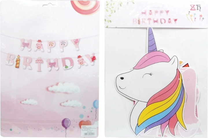 Paper Happy Birthday Banner with Unicorn