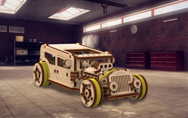 Puidust 3D pusle WOODEN CITY hot rod – mehaaniline mudel 141 osaga