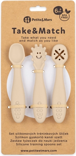Petite&Mars set of 3 silicone training spoons Take&Match desert sand 6m+