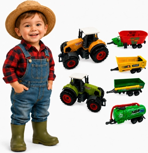 Woopie Mini Farmer tractor set with trailers