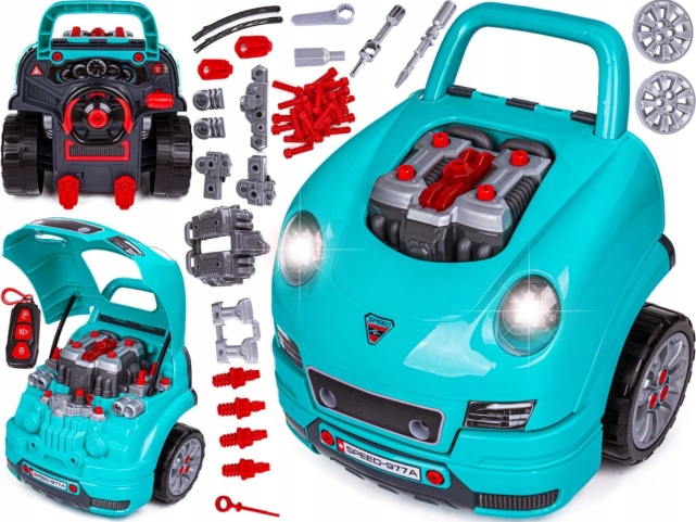 Kids' car with engine for repair 3+ with tools, interactive cockpit and remote control, 61 pieces