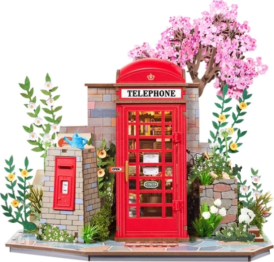 RoboTime Rolife 3D puzzle – bookend Telephone Booth with books and flowers