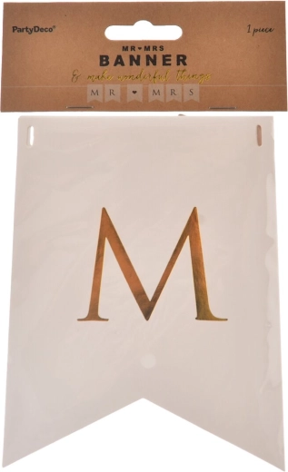 Paper garland Mr./Mrs. white and gold
