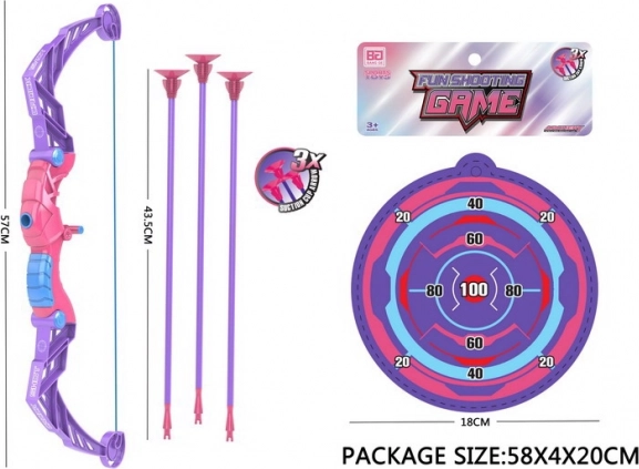 Laste vibukomplekt noolede ja märklauaga, lilla, 57 cm