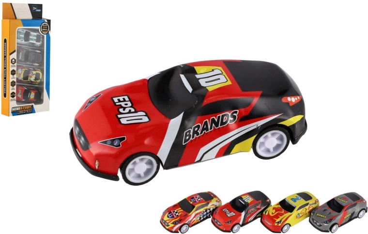 Mini võidusõiduautode komplekt vabakäiguga, 4 tk
