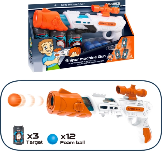 Foam Ball Gun 34 cm with Targets and 12 Rounds
