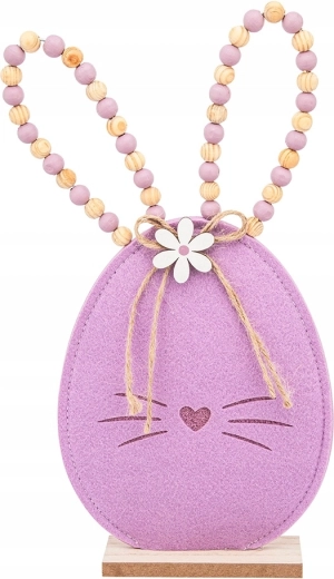 Felt decorative bunny figurine with purple beads, 32 cm