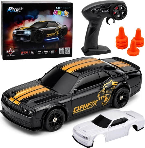Sportlik RC driftiauto 4WD güroskoobiga 2,4 GHz 1:43 must